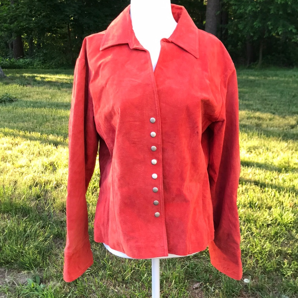 COLDWATER CREEK Red 100% Suede Leather Jacket